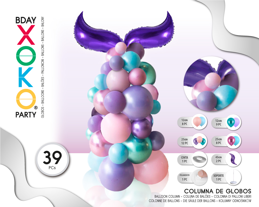 COLUMNA DE GLOBO COLA SIRENA 35PC