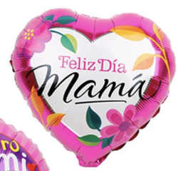 Feliz día Mamá corazón fucsia 18"