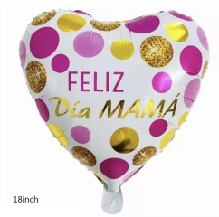 Feliz día Mamá Corazón blanco confeti 18"