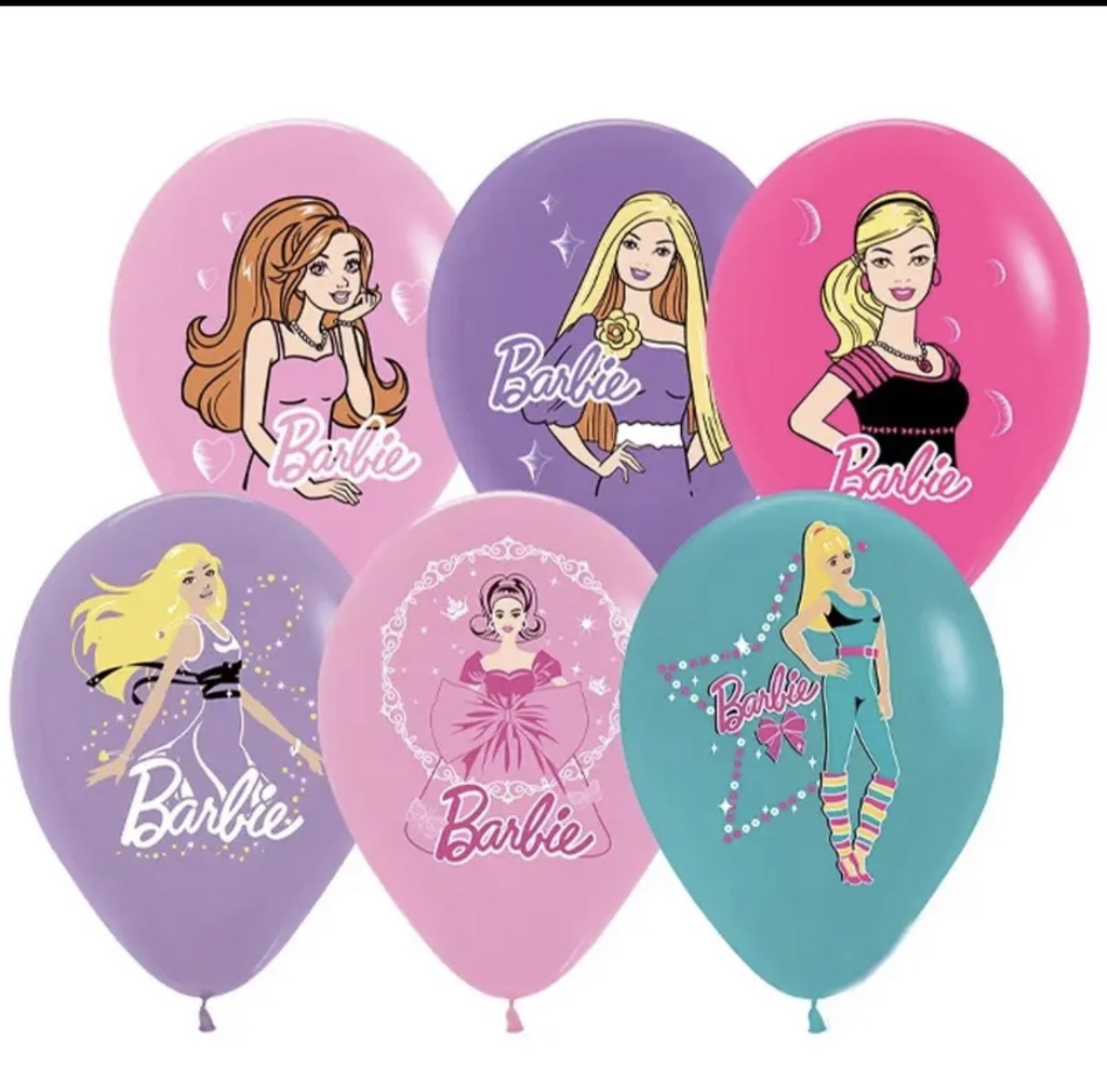 SET 12 GLOBOS LATEX BARBIE 6 COLORES