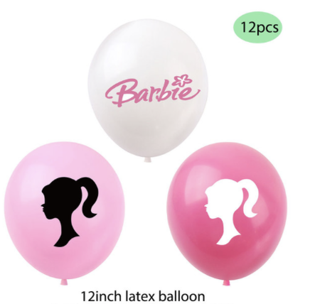 SET 12 GLOBOS LATEX BARBIE 3 COLORES