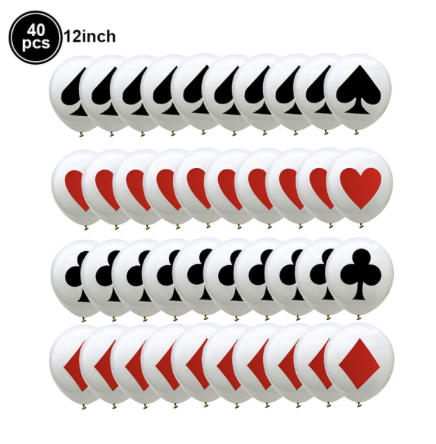POKER, 8 Piezas de globos latex de 12 pulgadas