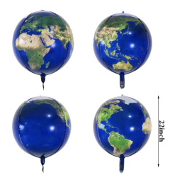 GLOBO FOIL MAPA DEL MUNDO 4D. 22" AZUL OSCURO