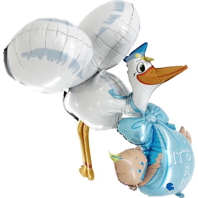 GLOBO FOIL 88"/2,2MT.CIGÜEÑA NIÑO BB 3D