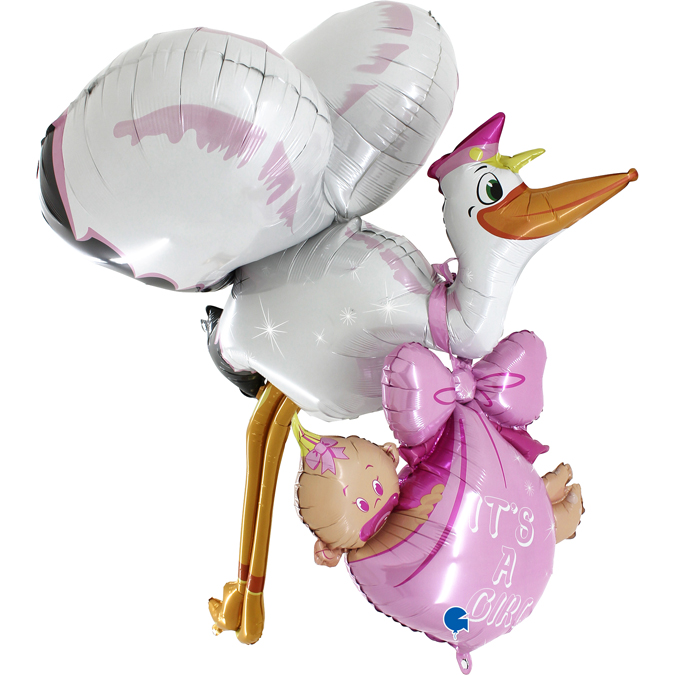 GLOBO FOIL 88"/2,2MT.CIGÜEÑA NIÑA BB 3D