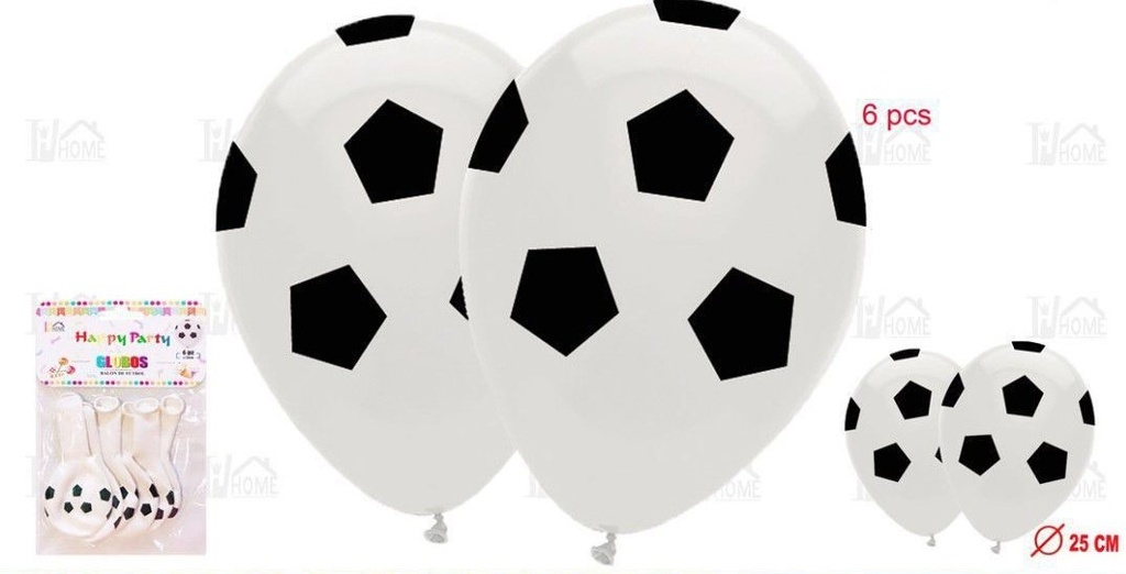 B/S 6 GLOBOS 25 cm. ø BALON FUTBOL