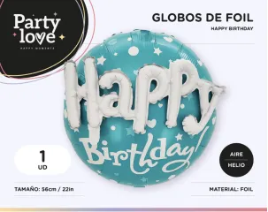 [1111] GLOBO FOIL H.BIRTHDAY AZUL 56CM RELIEVE