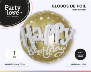 [1109] GLOBO FOIL H.BIRTHDAY ORO 56CM RELIEVE