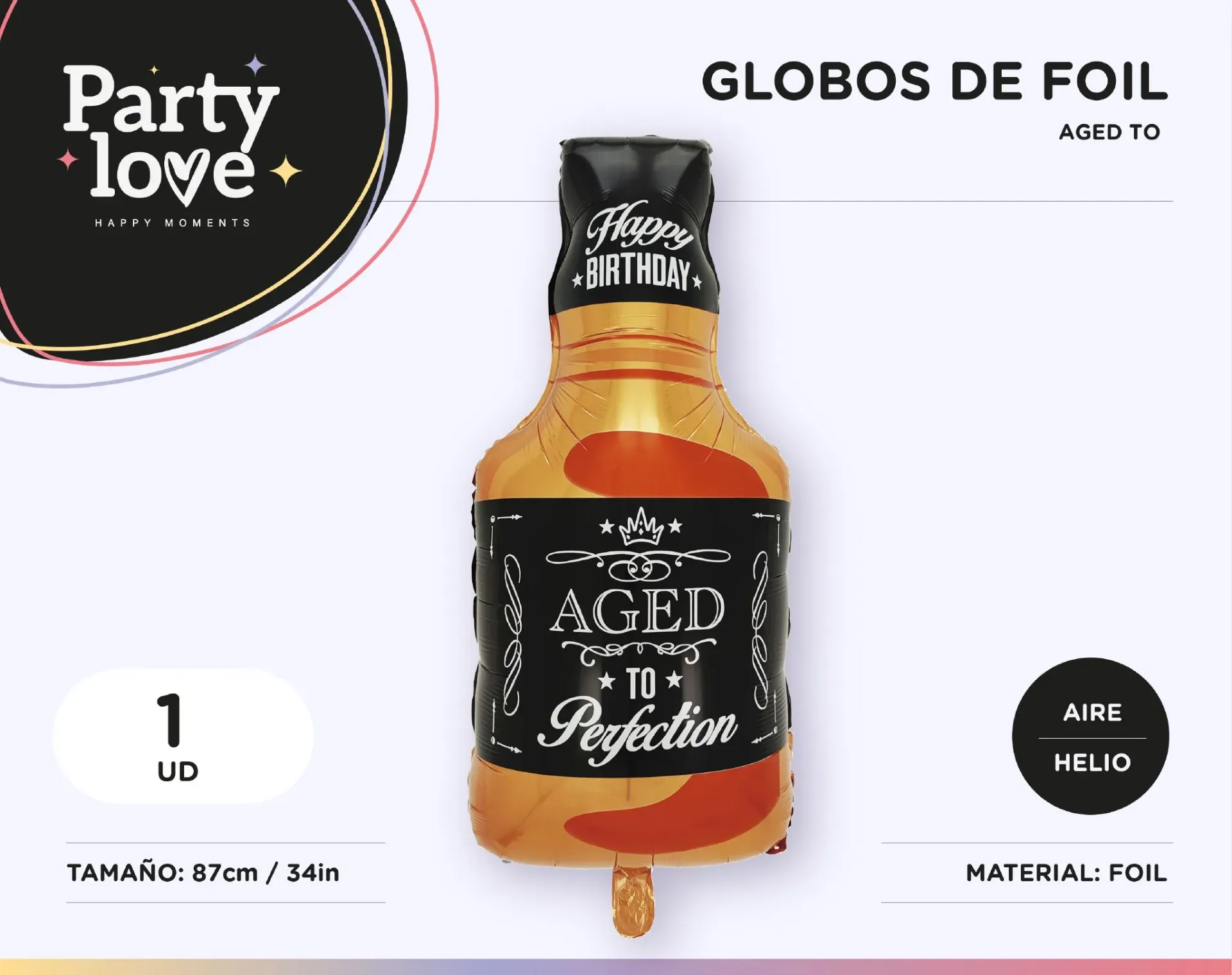 [9813] GLOBO FOIL BOTELLA WHISKEY HAPPY BIRTHDAY