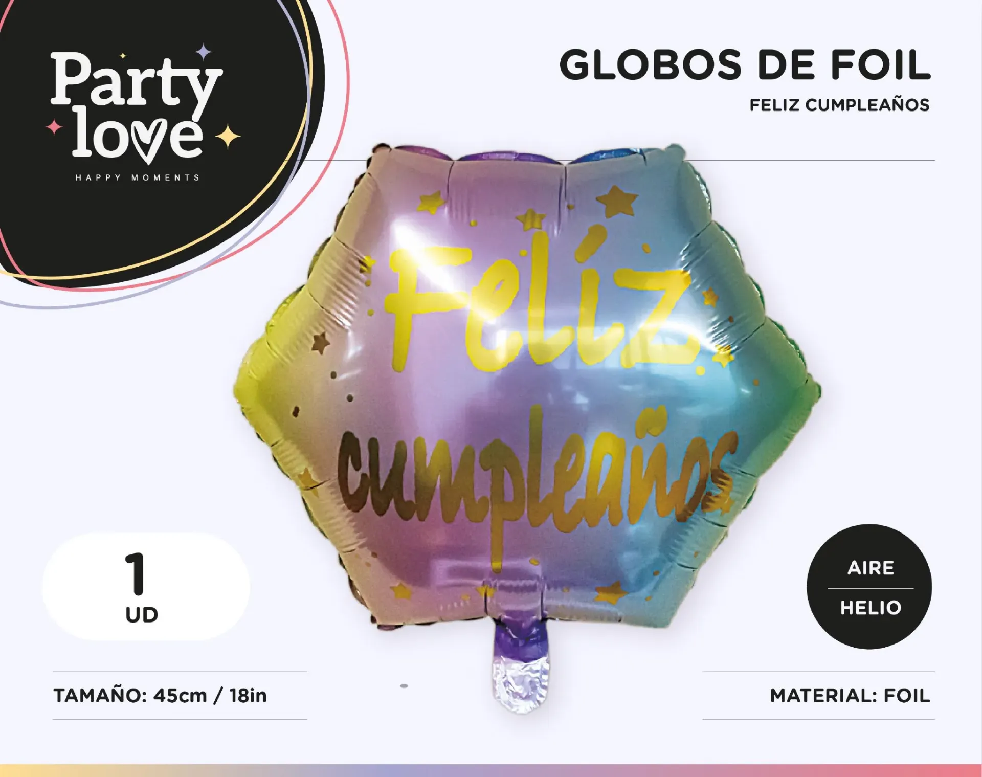 [9929] GLOBO FOIL CUMPLE PASTEL 18"
