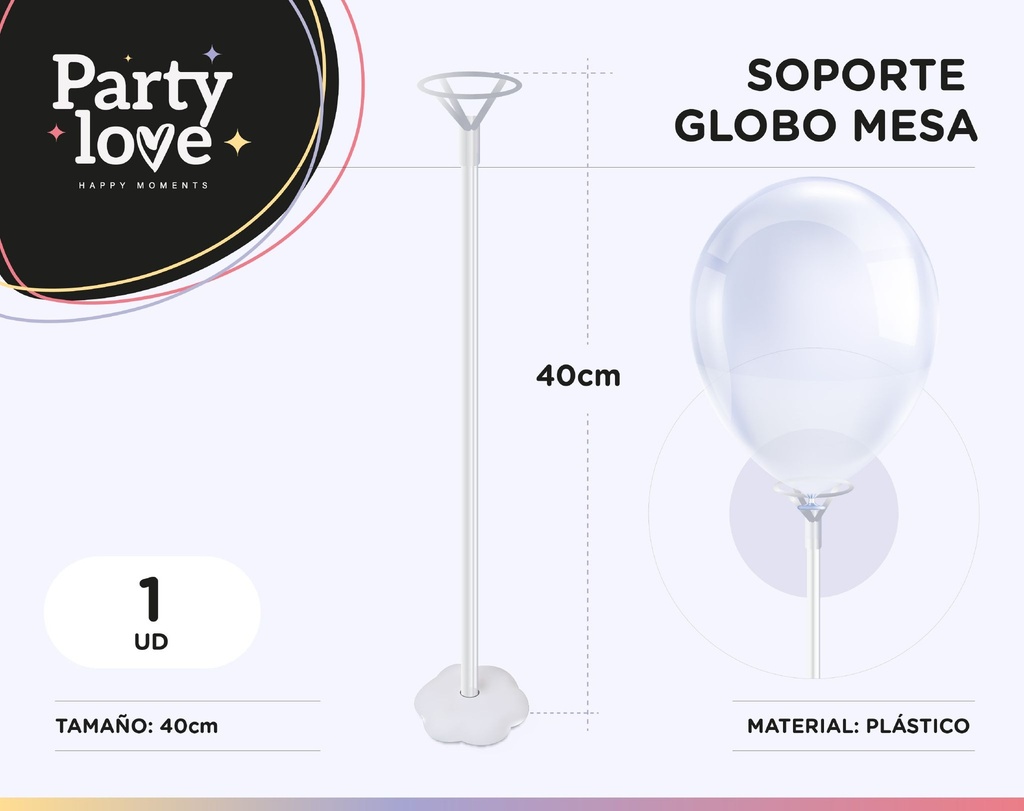 SOPORTE GLOBO FLOR 40CM