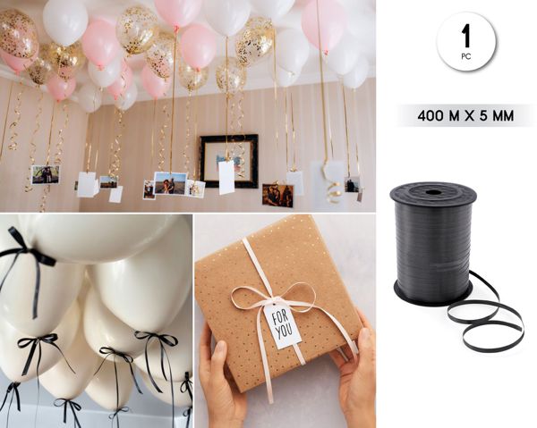 CINTA DECORATIVA GLOBOS 400M*5MM NEGRO