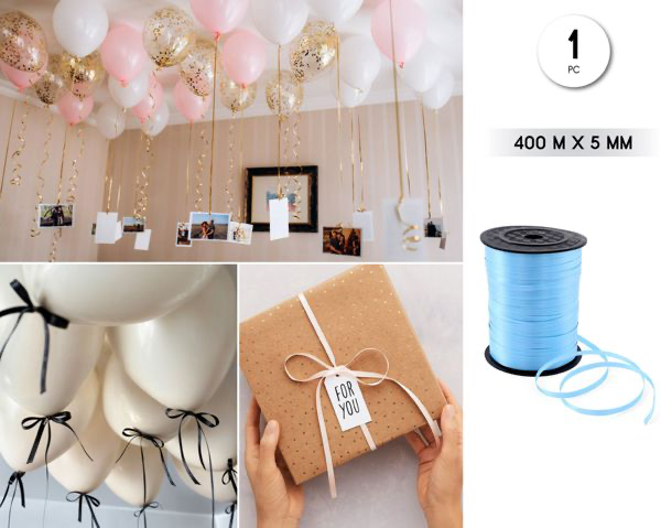 CINTA DECORATIVA GLOBOS 400M*5MM AZUL CLARO