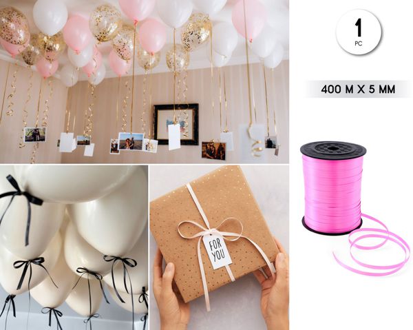 CINTA DECORATIVA GLOBOS 400M*5MM ROSA