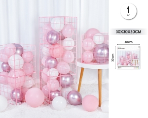 JAULA DE ALAMBRE PARA GLOBOS ROSA 30*30CM