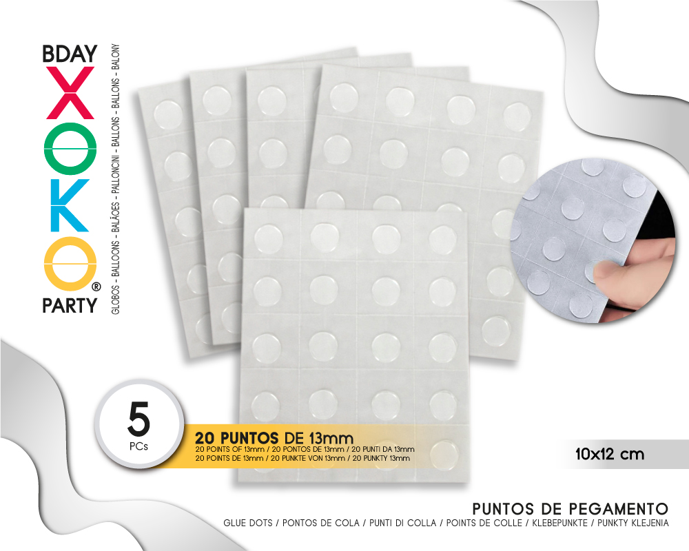 PUNTOS DE PEGAMENTO PARA GLOBOS 13MM (20) 5PC