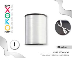 CINTA DECORATIVA GLOBOS 400M*5MM BLANCO