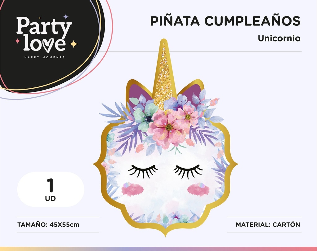 PIÑATA UNICORNIO FLORAL 45X55CM