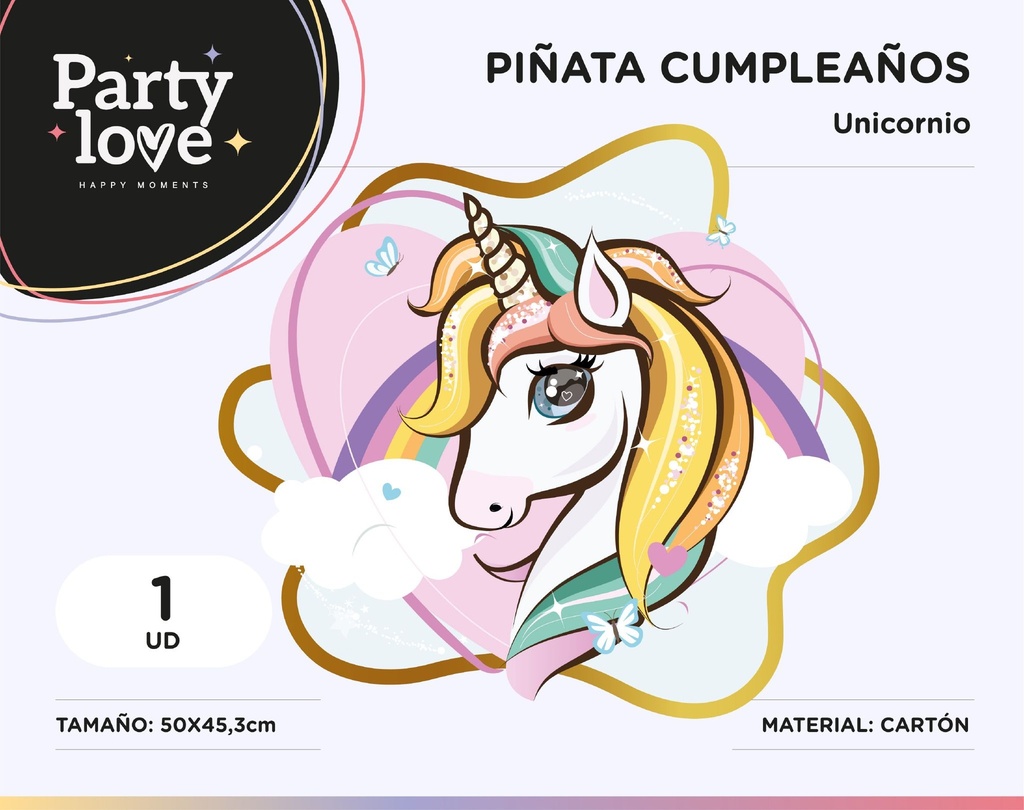 PIÑATA CABEZA UNICORNIO  50X45 3CM