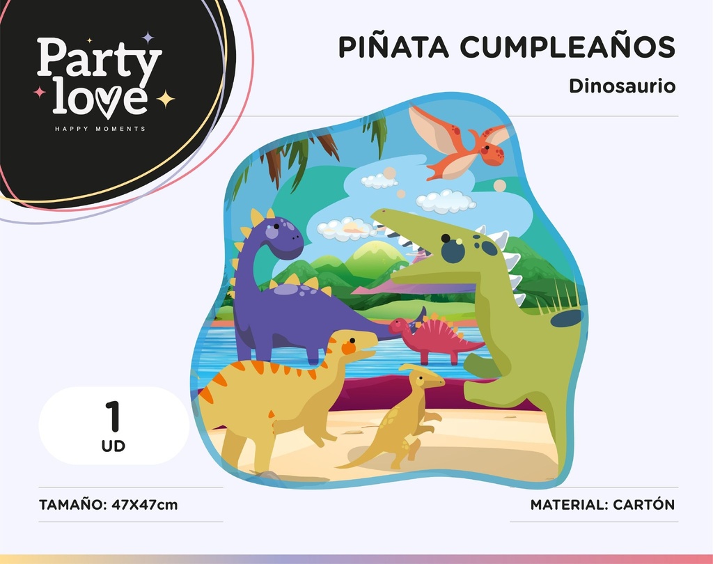 PIÑATA MULTI DINOSAURIO 47X47CM