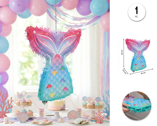 PINATA PLEGABLE 3D MERMAID 36*7*48CM