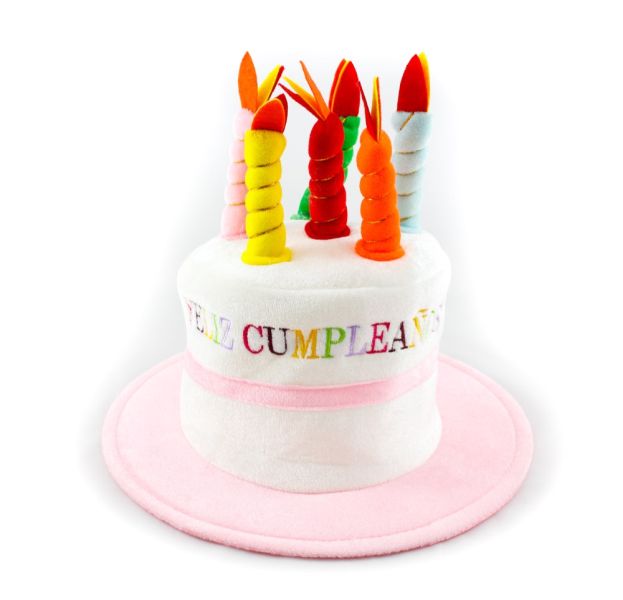 [9702] Gorro 26x21 cm. FELIZ CUMPLEAÑOS ROSA