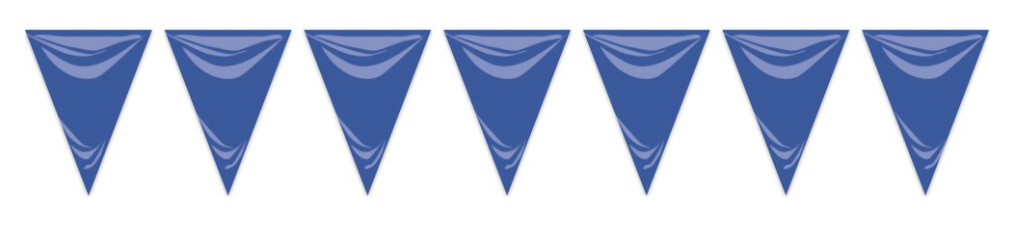 BANDERA TRIANG.PLÁSTICO AZUL OSCURO  20X30 CM. 25 MTS.