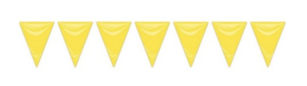 BANDERA TRIANG.PLÁSTICO AMARILLO 20X30 CM. 25 MTS.