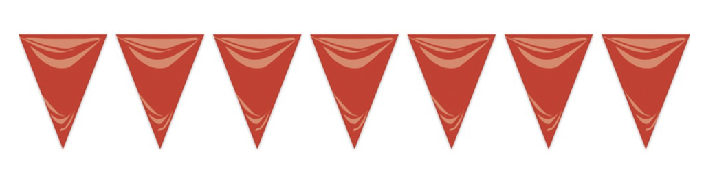 BANDERA TRIANG.PLÁSTICO ROJO 20X30 CM. 25 MTS.