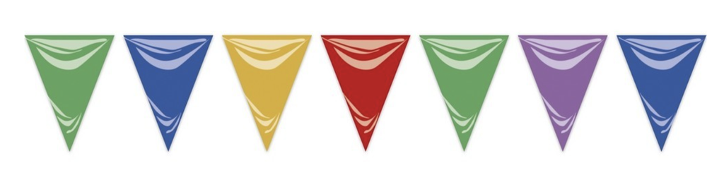 BANDERA TRIANG.PLÁSTICO MULTI 20X30 CM. 50 MTS.