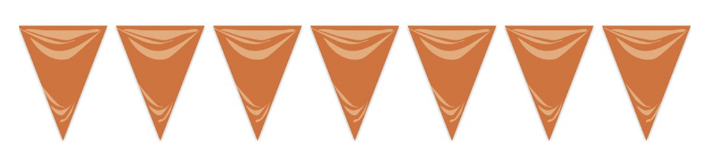 BANDERA TRIANG.PLÁSTICO NARANJA 20X30 CM. 25 MTS.