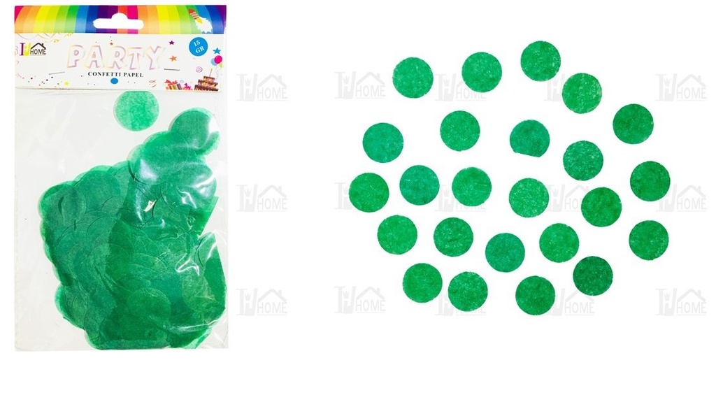 BOLSA DE CONFETTI PAPEL 15 GR REDONDO VERDE OSCURO