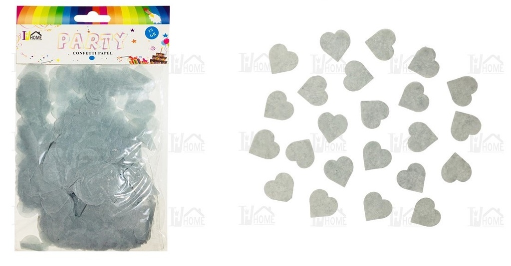 BOLSA DE CONFETTI PAPEL 15 GR CORAZON PLATA