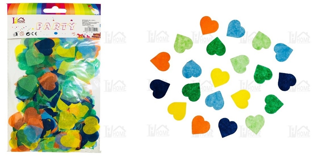 BOLSA DE CONFETTI PAPEL 15 GR CORAZON MULTICOLOR