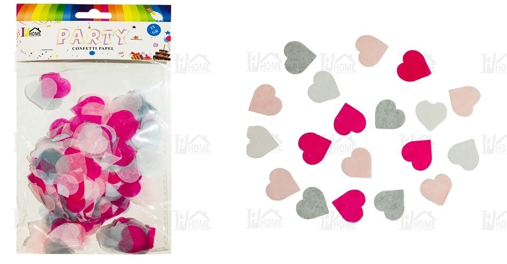 BOLSA DE CONFETTI PAPEL 15 GR CORAZON BICOLOR