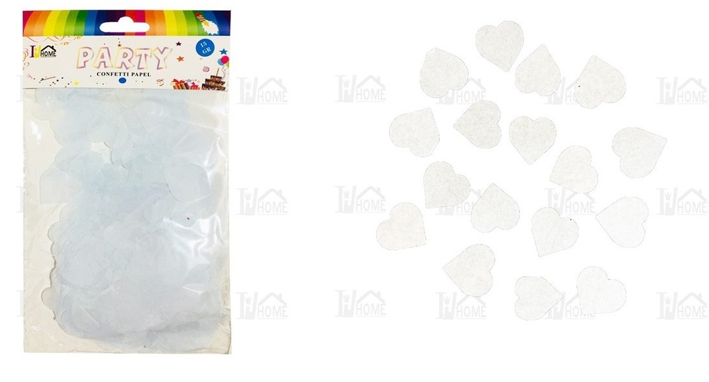 BOLSA DE CONFETTI PAPEL 15 GR CORAZON BLANCO