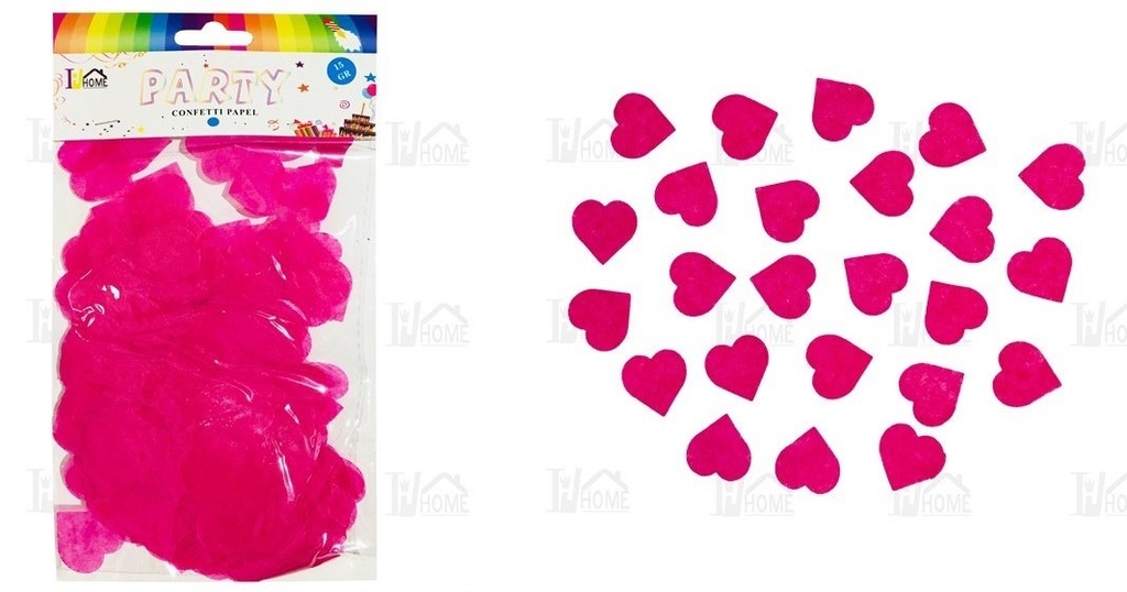 BOLSA DE CONFETTI PAPEL 15 GR CORAZON FUCSIA