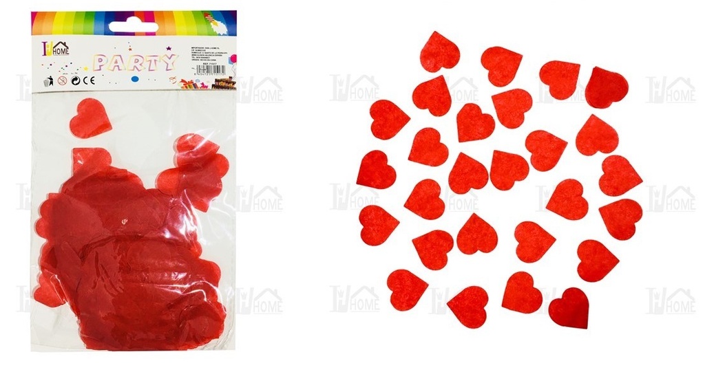 BOLSA DE CONFETTI PAPEL 15 GR CORAZON ROJO