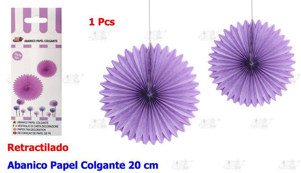 ABANICO PAPEL COLGANTE LILA 20CM