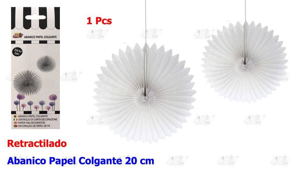 ABANICO PAPEL COLGANTE BLANCO 20CM