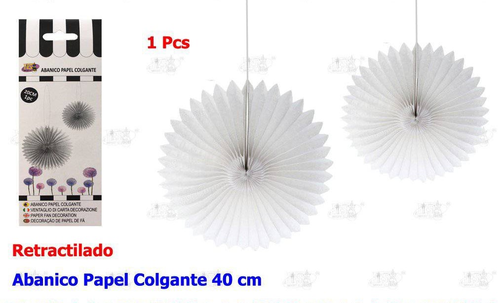 ABANICO PAPEL COLGANTE BLANCO 40CM
