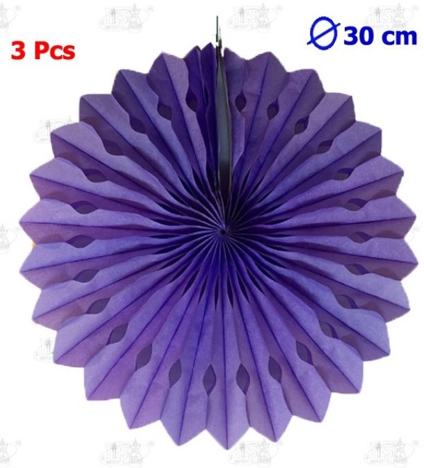 ABANICO PAPEL REDONDO 30 CM 3PCS