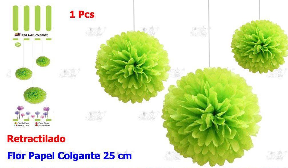 FLOR PAPEL COLGANTE VERDE 25CM
