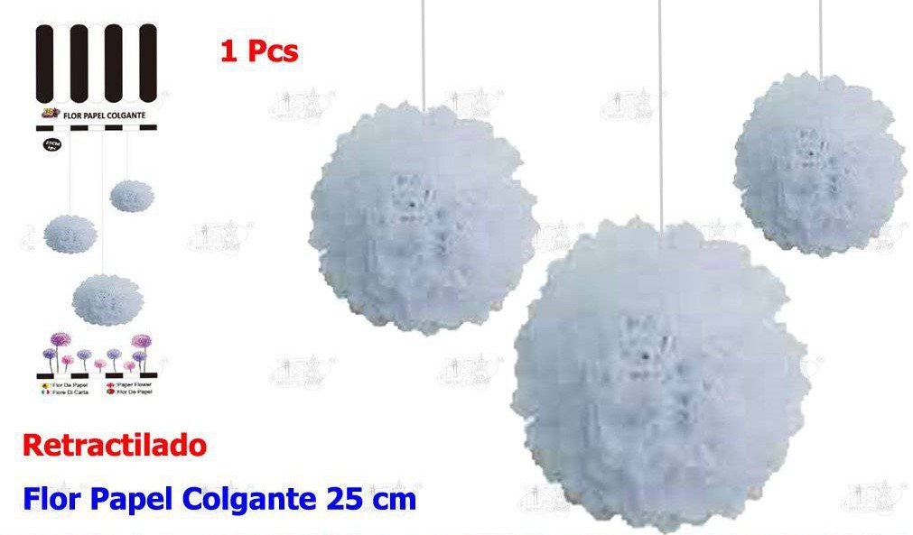 FLOR PAPEL COLGANTE BLANCO 25CM