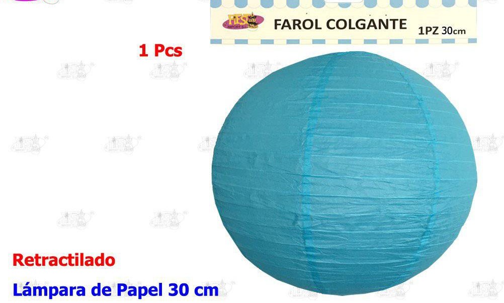 LAMPARA DE PAPEL AZUL 30CM