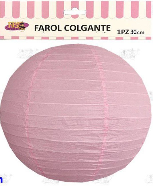 LAMPARA DE PAPEL ROSA 30CM