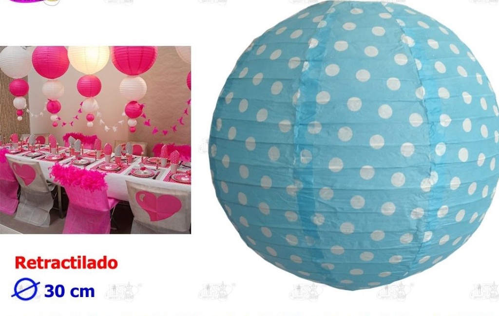 [81462-3] LAMPARA DE PAPEL LUNAR 30 CM  AZUL