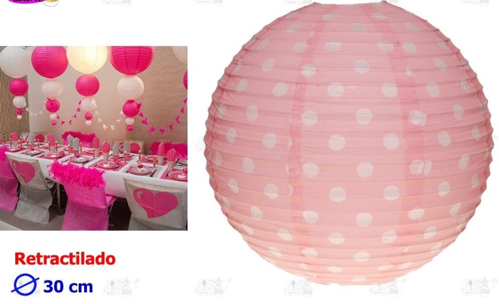 [81462-1] LAMPARA DE PAPEL LUNAR 30 CM  ROSA