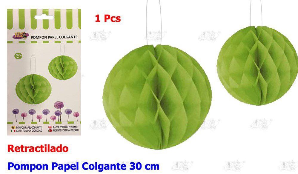 POMPON PAPEL COLGANTE VERDE 30 CM