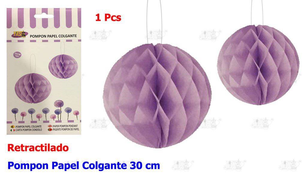 POMPON PAPEL COLGANTE LILA 30 CM